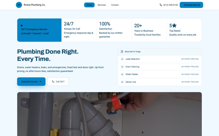 Pipeline — live Plumber · Plumbing Services demo site