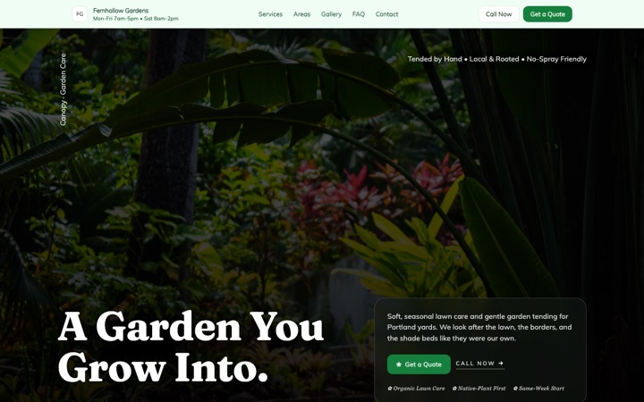 Canopy — live Lawn & Landscape · Outdoor Services demo site