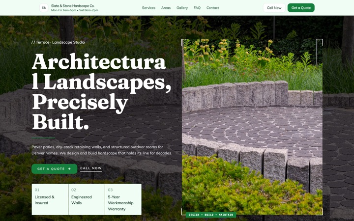 Terrace — live Lawn & Landscape · Outdoor Services demo site