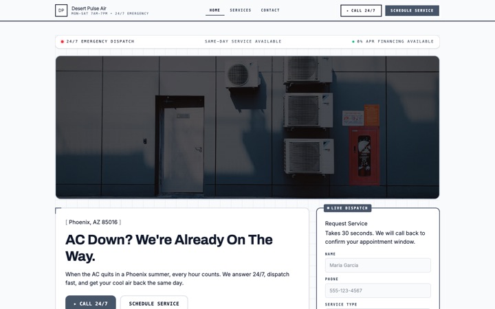 Signal — live HVAC · Emergency Services demo site