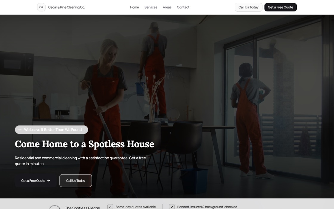 Cleaning website template preview