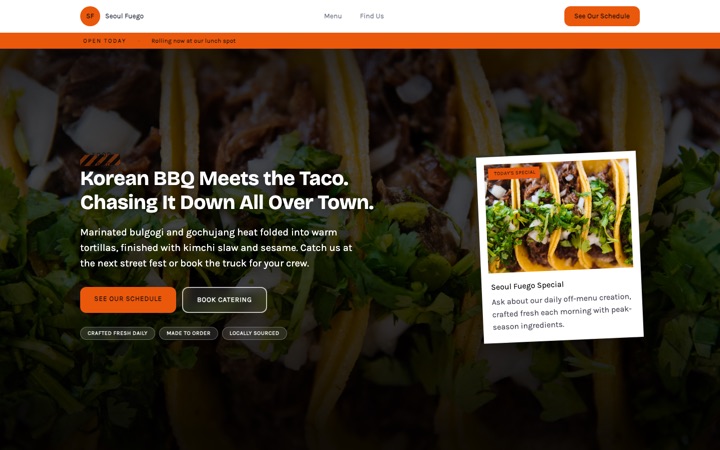 Streetside — live Food Truck · Street Food demo site