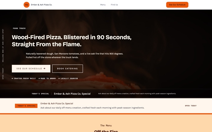 Flame — live Food Truck · Street Food demo site