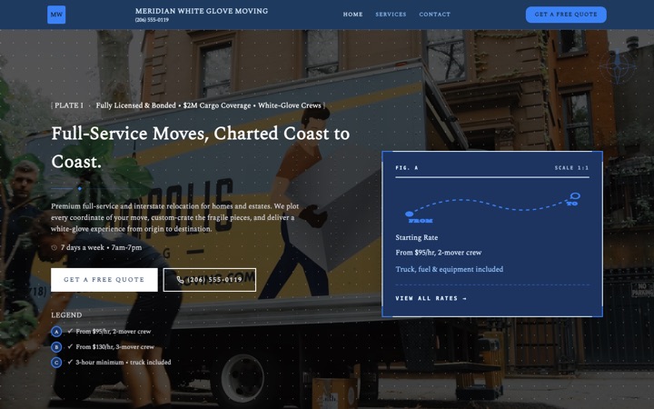 Atlas — live Moving Company · Residential & Commercial demo site