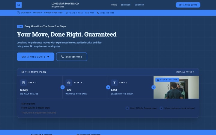 Haul: live Moving Company · Residential & Commercial demo site