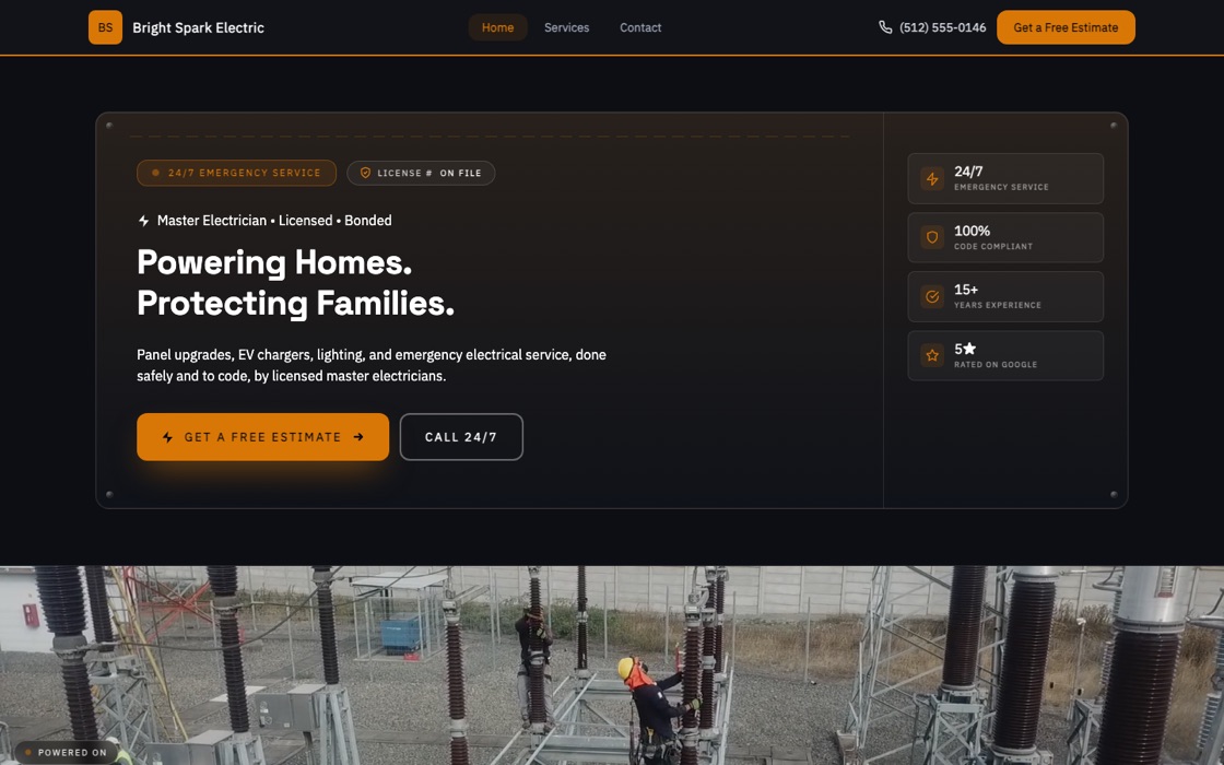 Electrician website template preview